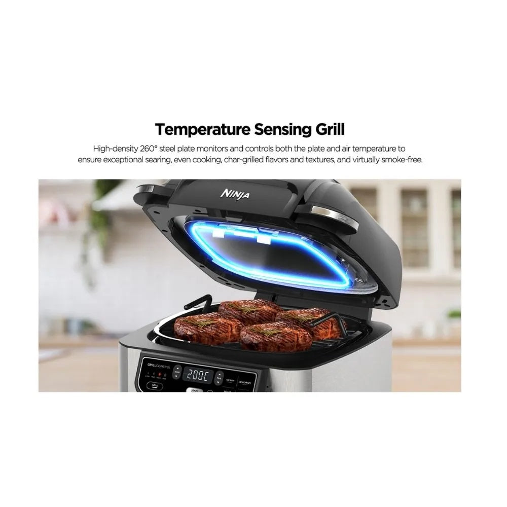 Ninja AG301 Foodi 5 in 1 Indoor Electric Grill with Air Fry, Roast, Bake & Dehydrate, Ninja Grill, Smokefree Airgrill