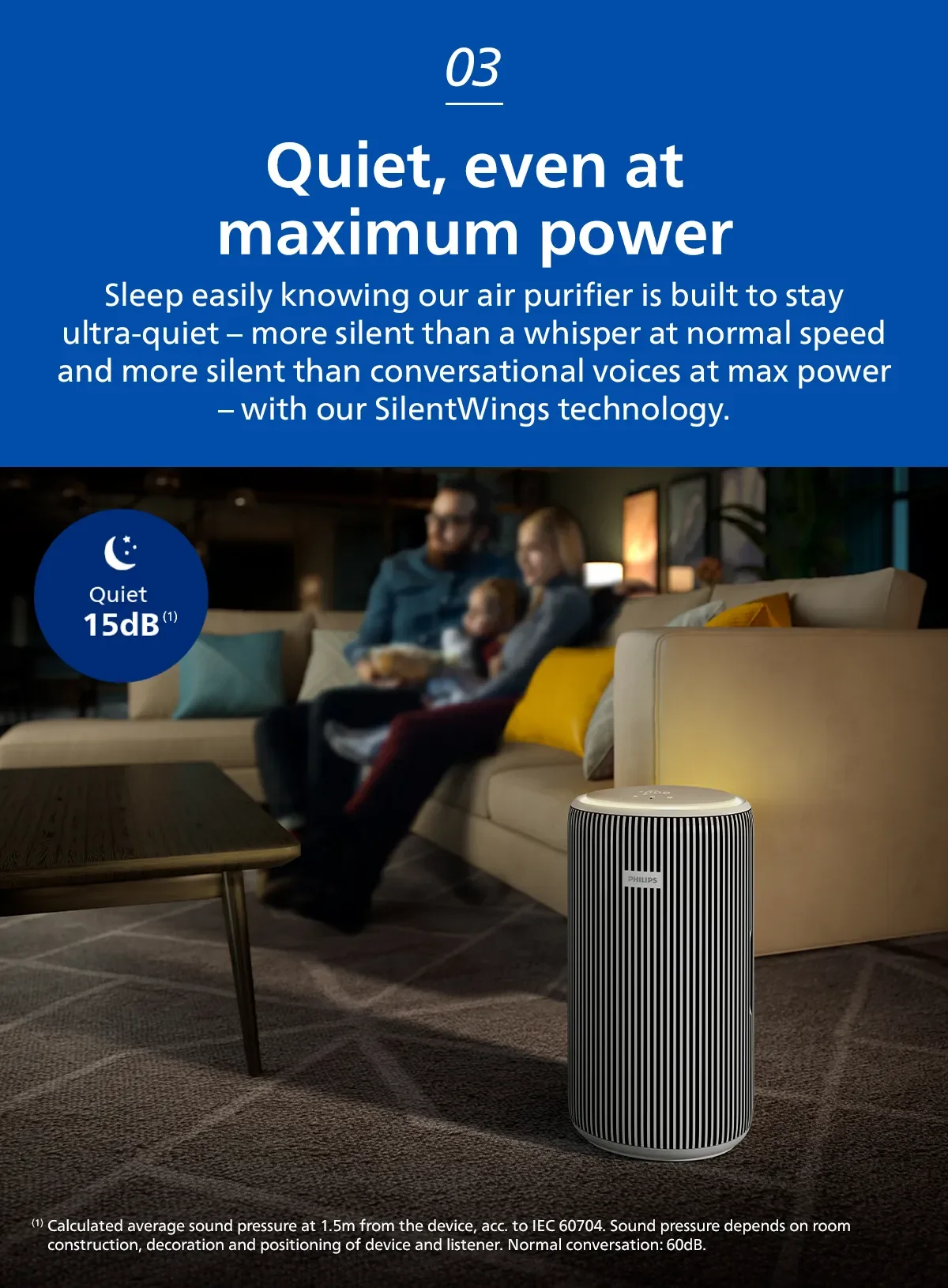 Philips AC3220/10 | AC3220 Smart Air Purifier Pro 3200 Series, HEPA, 520m³/h CADR, 135m² Coverage, Cleans up to 99.97% particles