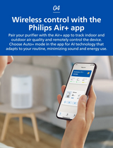 Philips AC0950/10 PureProtect Mini 900 Series Smart Air Purifier 250m³/h CADR, 65m² Coverage, Cleans up to 99.97% particles