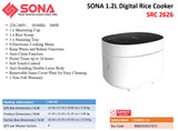 Sona SRC 2626 | SRC2626 Digital Rice Cooker 1.2L