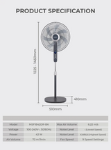 Mistral MSF1842DR-BK DC Stand Fan 18 Inch