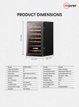 Mayer MMWC34BCS Wine Chiller Triple Glass with Anti-UV 34 Bottles