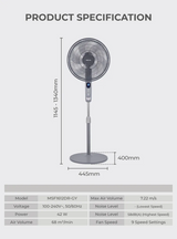 Mistral MSF1612DR-GY DC Stand Fan With Remote 16 Inch