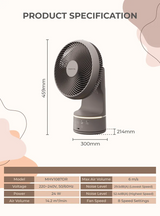 Mistral MHV1087DR DC High Velocity Desk Fan with Remote 10 Inch
