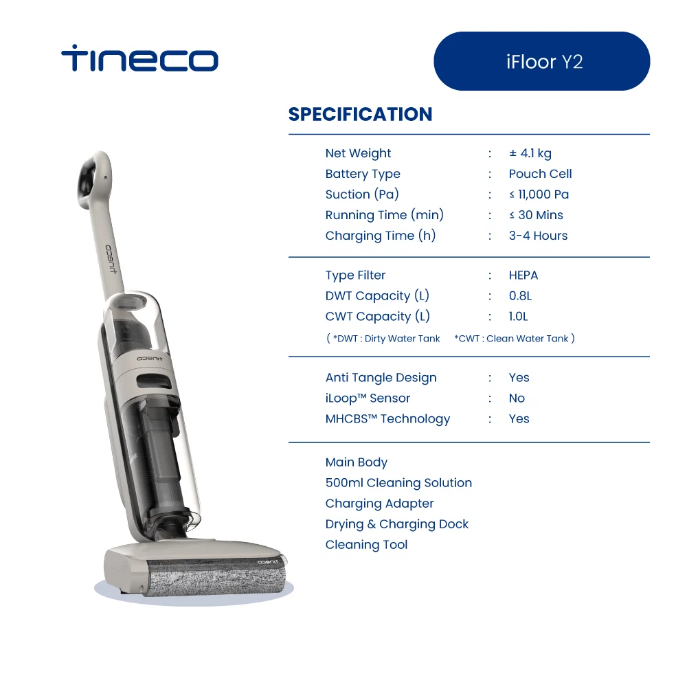 FREE 2 x Cleaning Solution - Tineco iFloor Y2 Cordless Floor Washer