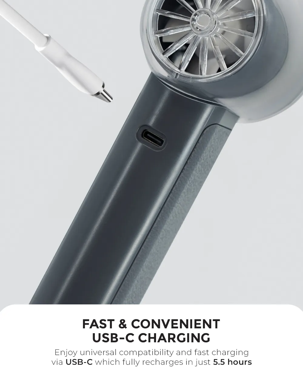 NNIO U-5 High Speed Portable Handheld Fan 6W with LED Diplay, Plastic Blade, 100 Speeds - 2 Colors Options Available