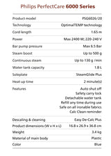 Philips PSG6026 | PSG6026/20 PerfectCare 6000 Series Steam Generator OptimalTEMP Technology