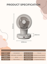 Mistral MHV620DR DC High Velocity Desk Fan with Remote 6 Inch