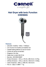 Cornell CHDS94G Hair Dryer with Ionic Function App