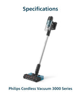 Philips XC3131/61 Cordless Vacuum 3000 Series Aqua - Vacuum & Wipe, Lightweight 1.5kg, LED Nozzle, 3 Layer Filtration