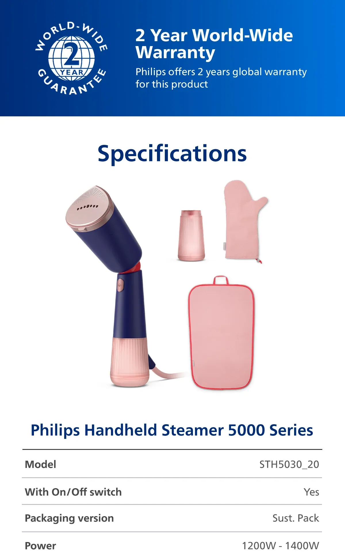 Philips STH5030/20 | STH5030 Handheld Steamer 5000 Series