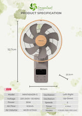 Mistral MWF1454DR-G DC Wall Fan with Remote 14 Inch