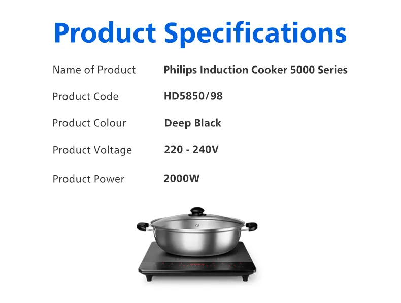 Philips HD5850/98 Induction Cooker 5000 Series 2000W with Free Pot
