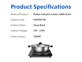 Philips HD5850/98 Induction Cooker 5000 Series 2000W with Free Pot