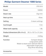 Philips STE1010/70 | STE1010 Stand Garment Steamer 1000 Series - 1600W, 2 Steam Settings, Compact, No Burns Guaranteed