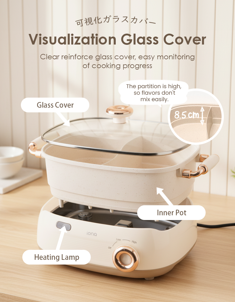 Iona GLS201 Removable Dual Flavor Tabletop HotPot 5L