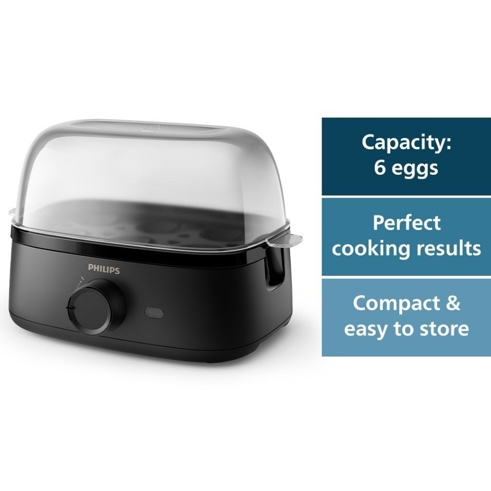 Philips HD9137/91 Electric Egg Cooker 3000 Series , 400W, Poached, Soft, Medium, Hard Boil, 6 Eggs Capacity, Egg Piercer Accessories