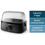 Philips HD9137/91 Electric Egg Cooker 3000 Series , 400W, Poached, Soft, Medium, Hard Boil, 6 Eggs Capacity, Egg Piercer Accessories