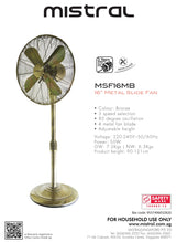 Mistral MSF16MB Metal Stand Fan 16 Inch