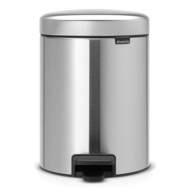 Brabantia BBT 112102 Pedal Bin NEWICON 5L Soft Closing - Fingerprint Proof (FPP) Matt Steel