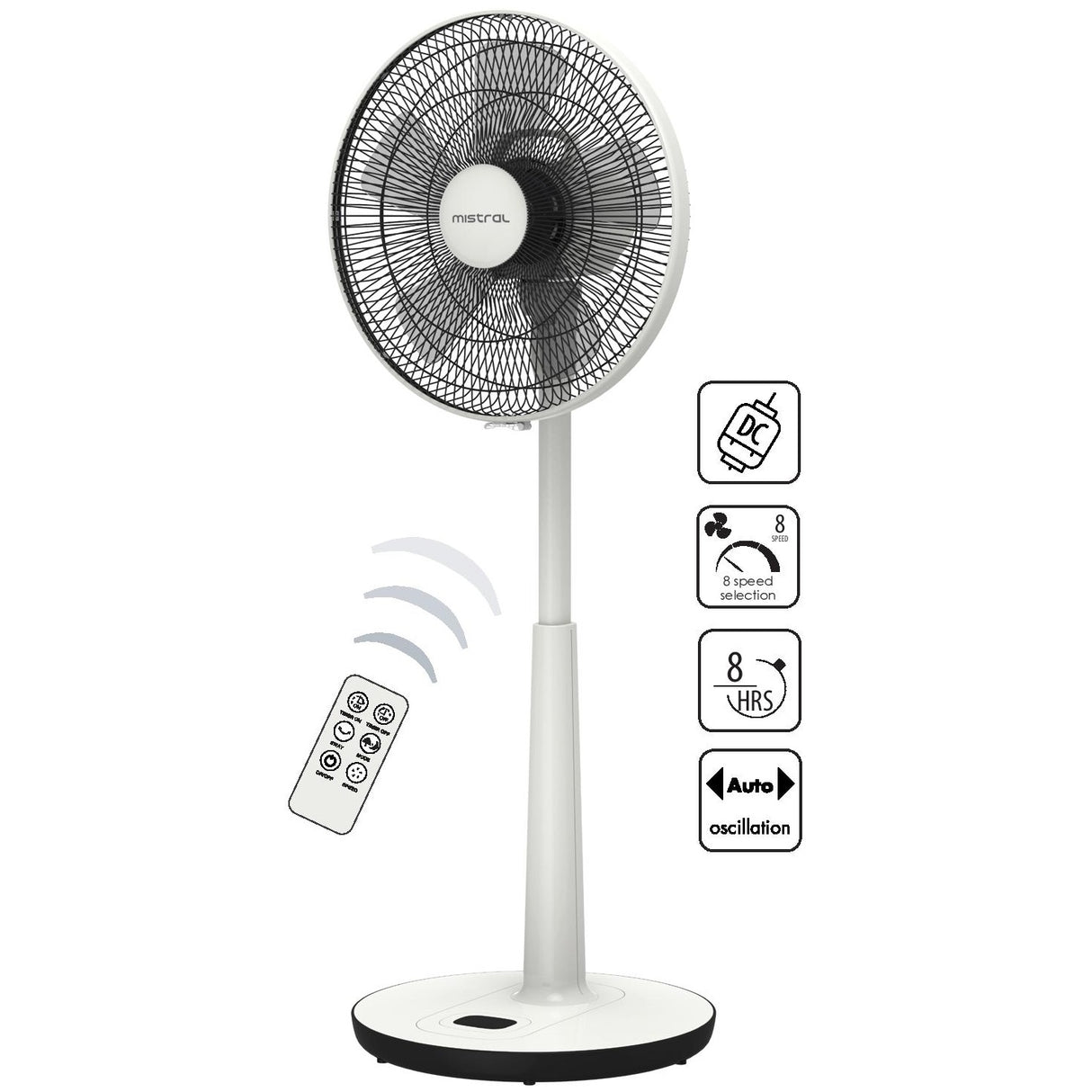 Mistral MLF3508DR DC Motor Slide Fan W/Remote 14 Inch