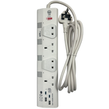 iwill IW-914U 2.5m 4 Way USB(A) + USB(C) Power Trip Surge Protector