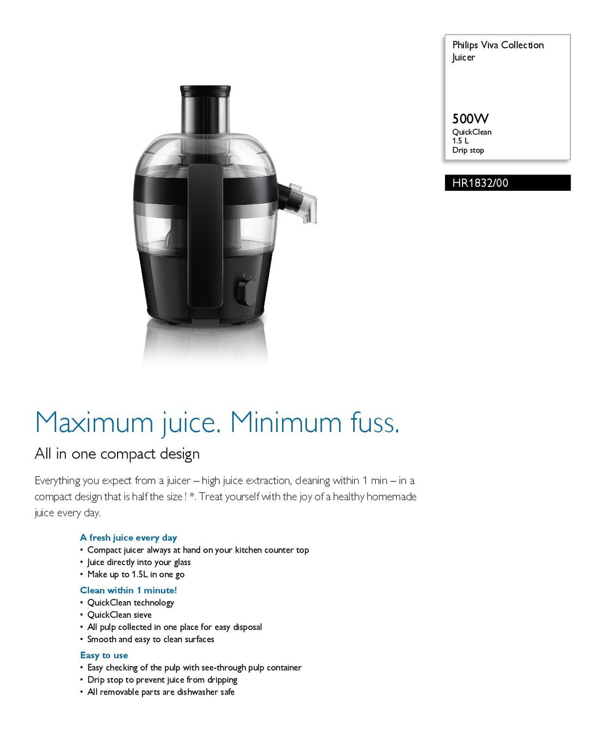 Philips HR1832 Viva Collection Juicer