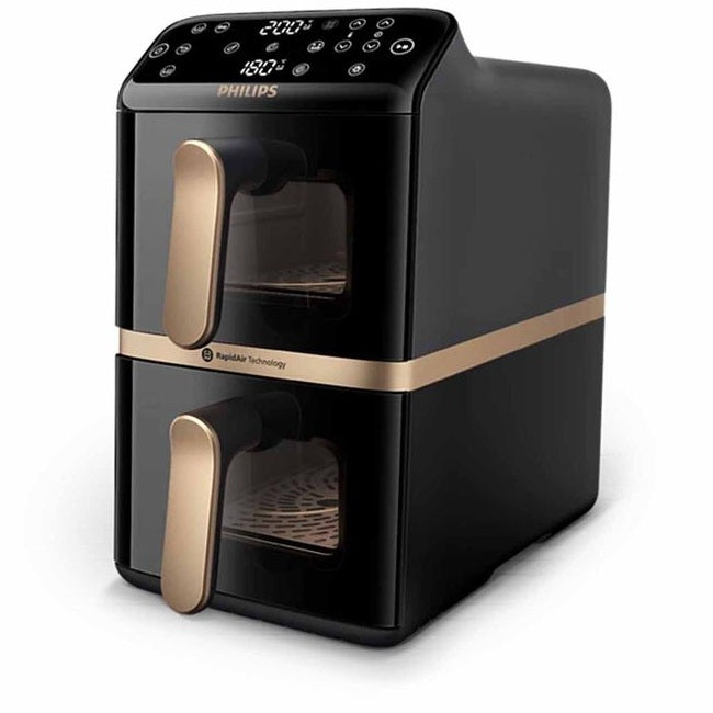 Philips NA462/79 Airfryer 4000 Series Stacked Dual Basket Airfryer | Vertical RapidAir | Cooking Windows | 10L (5 + 5L)