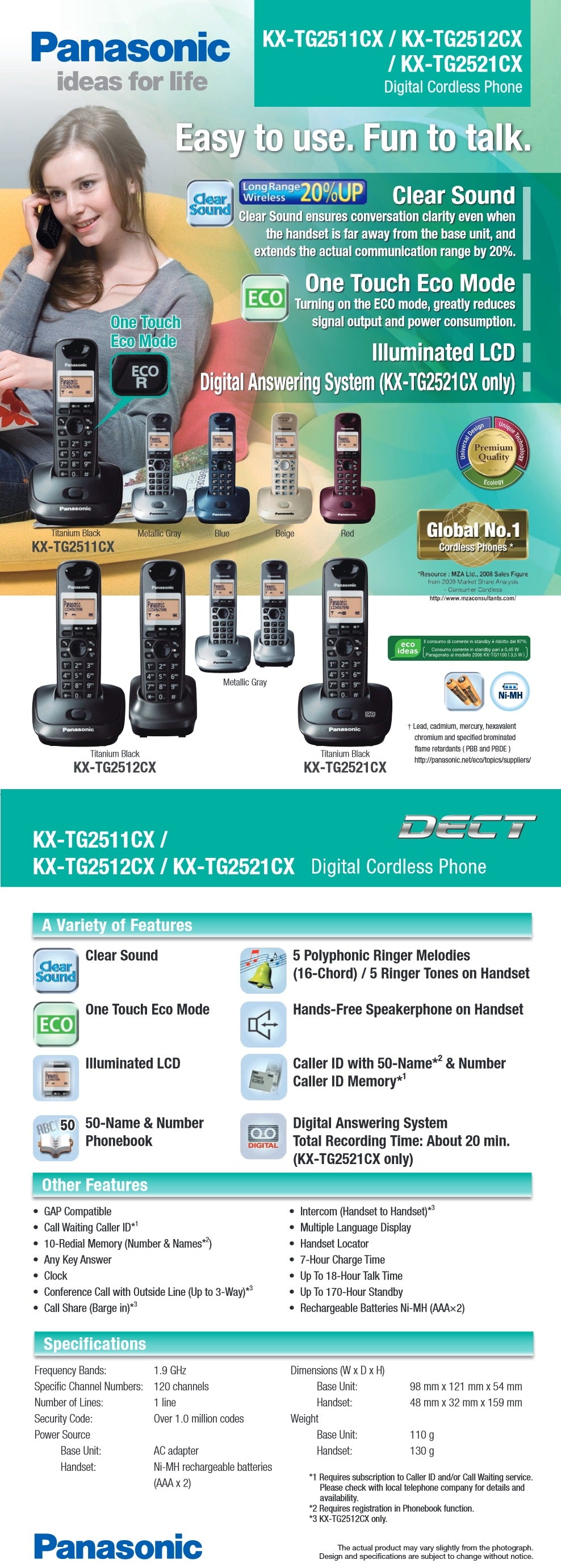 Panasonic KX-TG2511CX Digital Cordless Phone