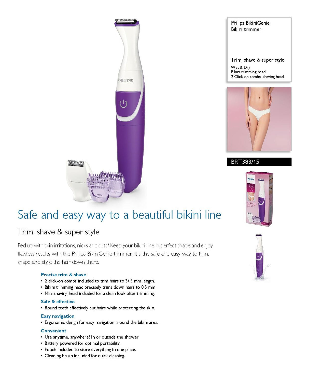 Philips BRT383 BikiniGenie Bikini Trimmer