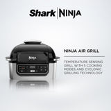 Ninja AG301 Foodi 5 in 1 Indoor Electric Grill with Air Fry, Roast, Bake & Dehydrate, Ninja Grill, Smokefree Airgrill