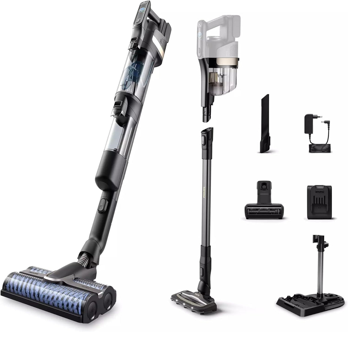 Philips XW9383/02 AquaTrio Cordless Wet & Dry 3-in-1 Vacuum & Wash 9000 Series, Self-cleaning dual power brushes