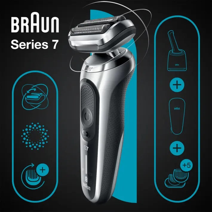 Braun Series 7 71-S7500cc Wet & Dry shaver with SmartCare center and 1 attachment, silver