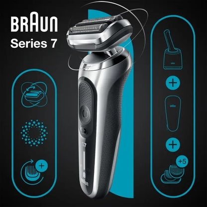 Braun Series 7 71-S7500cc Wet & Dry shaver with SmartCare center and 1 attachment, silver