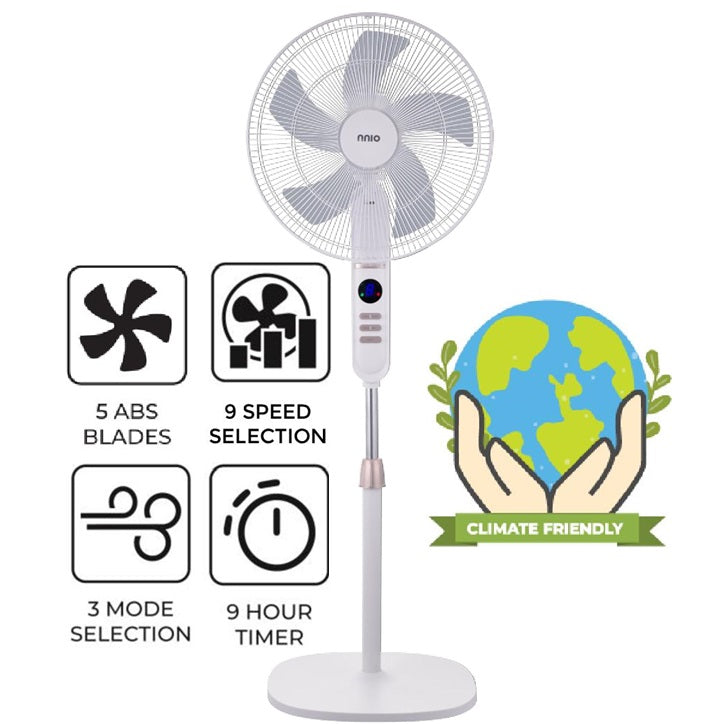 NNIO N1600DCSFR DC Stand Fan with Remote 16 Inch