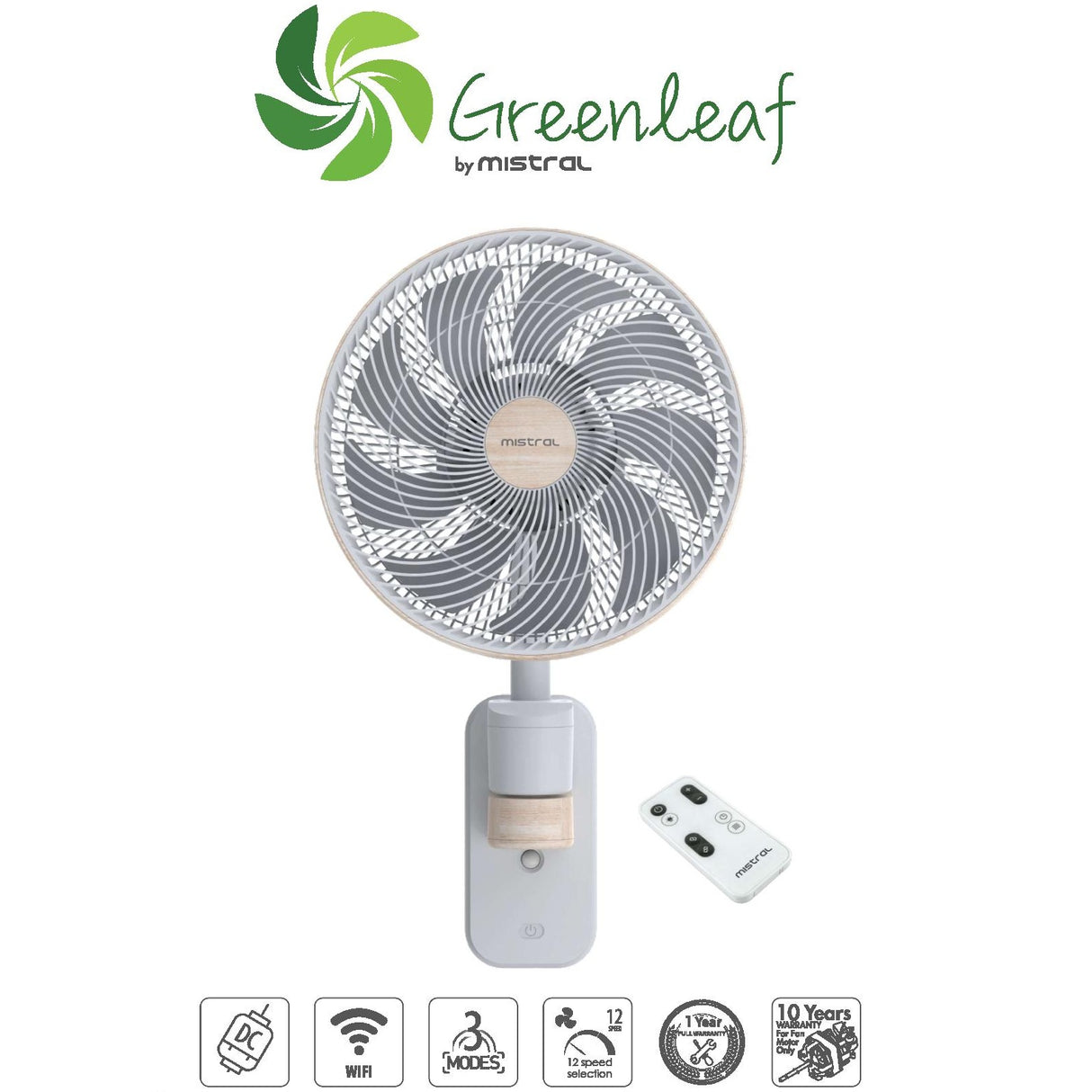 Mistral MWF1212DRW-G DC High Velocity Wall Fan with WIFI & Remote 12 Inch
