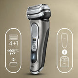 Braun S9 9465CC Series 9 Pro Wet & Dry shaver with 5-in-1 SmartCare center and travel case, noble metal