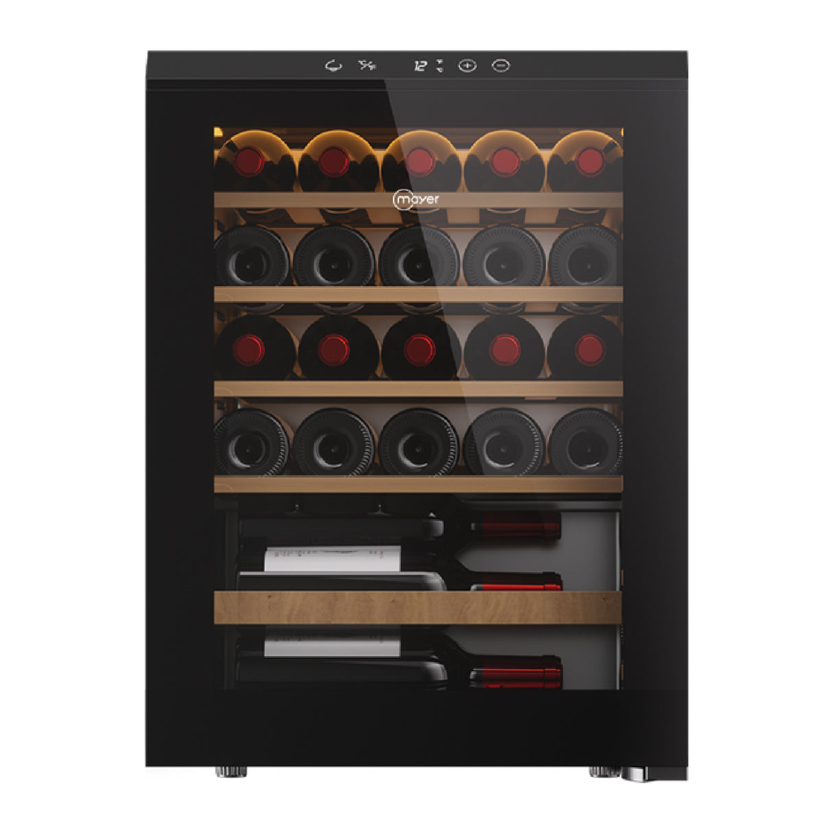 Mayer MMWC20BCS Wine Chiller Triple Glass with Anti-UV 20 Bottles