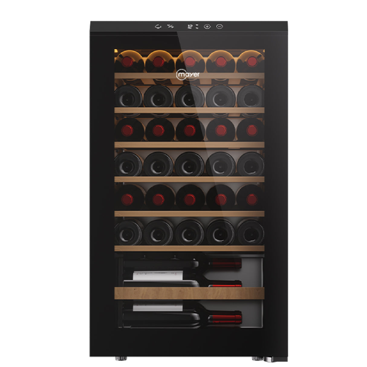 Mayer MMWC34BCS Wine Chiller Triple Glass with Anti-UV 34 Bottles