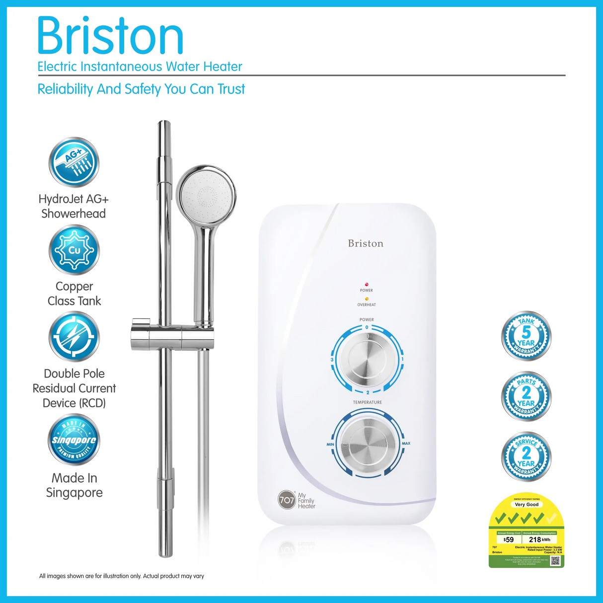 707 Briston Electric Instant Water Heater 3.3kW