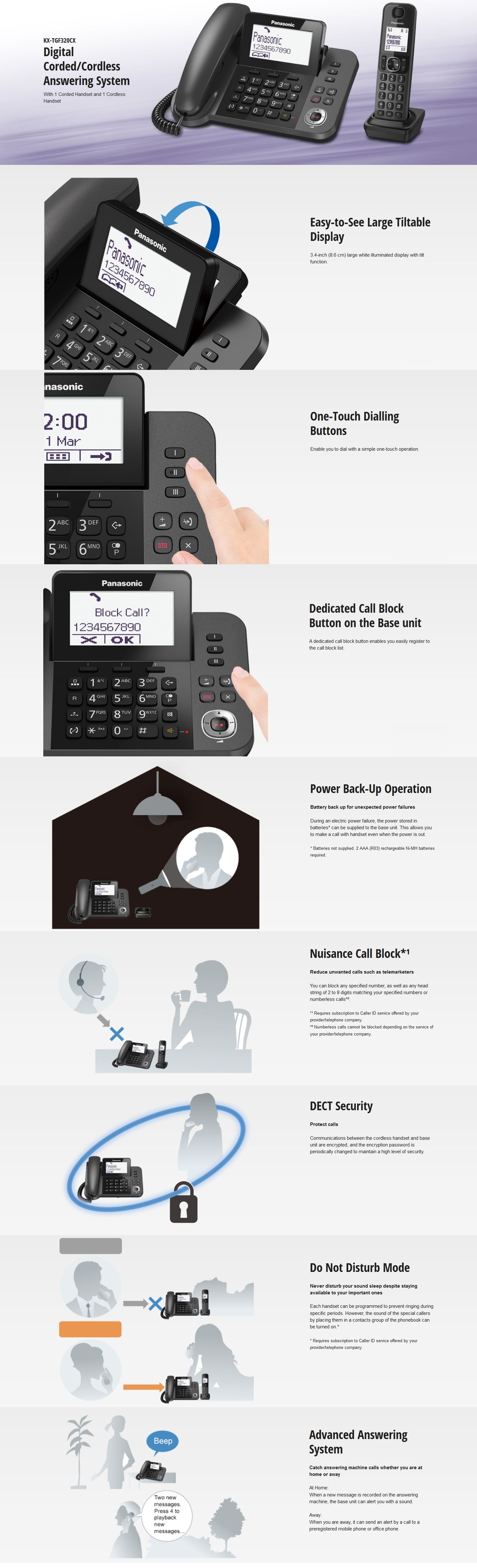 Panasonic KX-TGF320CX Digital Corded/Cordless Answering Sytem Telephone