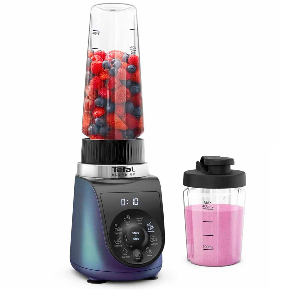 Tefal BL19H4 BlendUp Personal Blender – Removable blades, 2 dishwasher safe BPA-free Tritan jars, 1000W, 8 auto programs