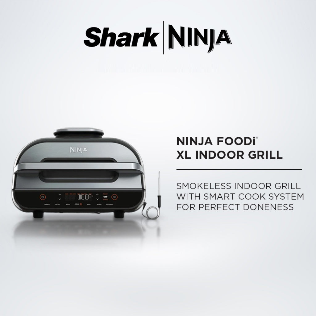 Ninja AG551 Foodi Smart XL Indoor Grill & Air Fryer with Digital Probe, Roast, Bake, Broil Dehydrate & Reheat