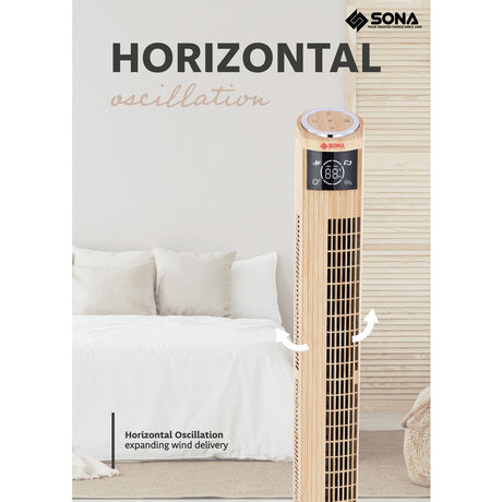 Sona SFT 1728 Remote Wooden Tower Fan 46 Inch