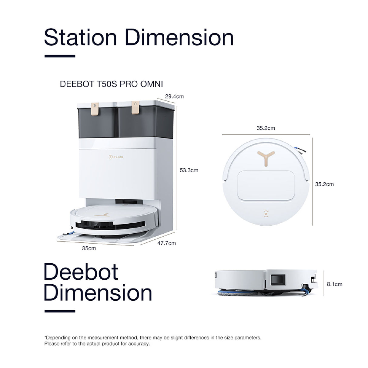 FREE 1 x Cleaning Solution + 1 x Antibacterial Buddy Kit - ECOVACS T50S PRO DEX69 Omni Robotic Vacuum Cleaner - 2 colors are available
