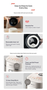 Tefal RK887 Mini Far Infrared Induction Heater Rice Cooker- 1L Capacity, 12 Cooking Modes, 2mm Non-Stick Pot