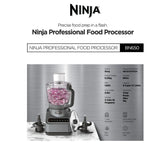 Ninja BN650 Food Processor 4 Auto Programs Chop, Puree, Slice, Mix, 3 Manual Speeds, 2.1L Bowl, Dishwasher Safe 850W