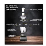 Ninja BN650 Food Processor 4 Auto Programs Chop, Puree, Slice, Mix, 3 Manual Speeds, 2.1L Bowl, Dishwasher Safe 850W