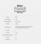 Ninja OP300 Foodi 8 in 1 Multi cooker in one pot, Pressure cooker, Broil, Dehydrate, Slow Cooker, Air Fryer, Grill, Sear/Saute, Steam & More, with 6L Capacity and Recipe Book