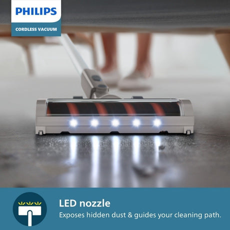 Philips XC2011/61 Cordless Vacuum 2000 Series Lightweight 1.5kg, LED Nozzle, 3 Layer Filtration